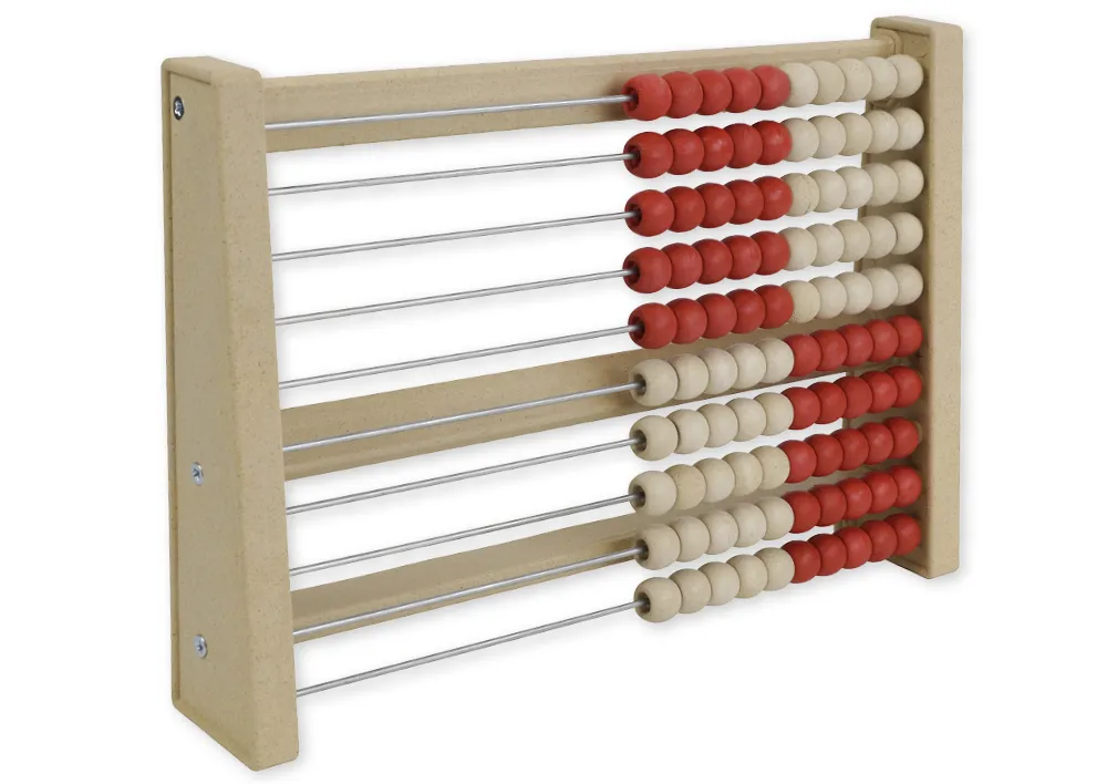 Rechenrahmen für 100-er Zahlenraum rot/weiß