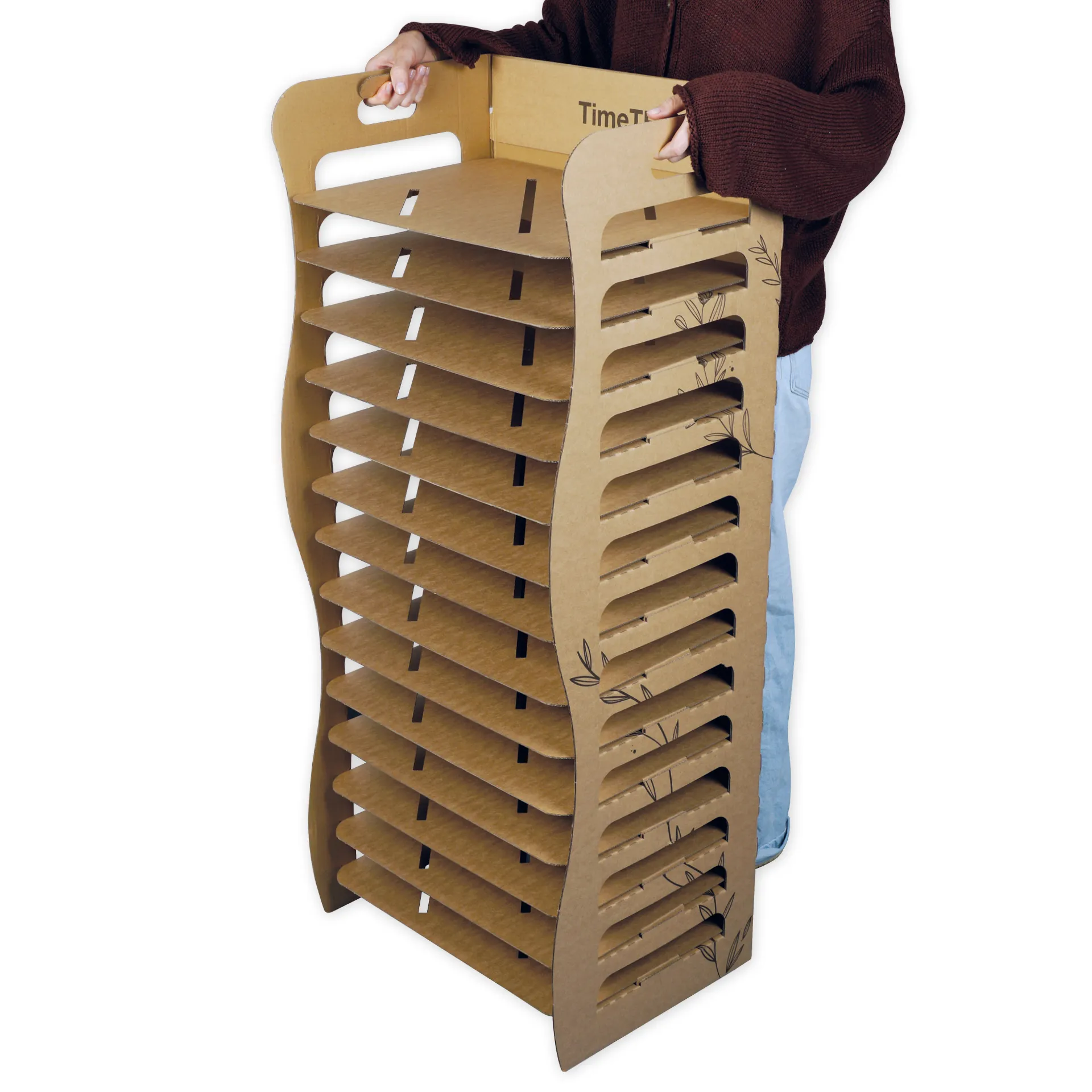 Papírový sušák z lepenky, 14 polic, 110 x 47 x 36 cm