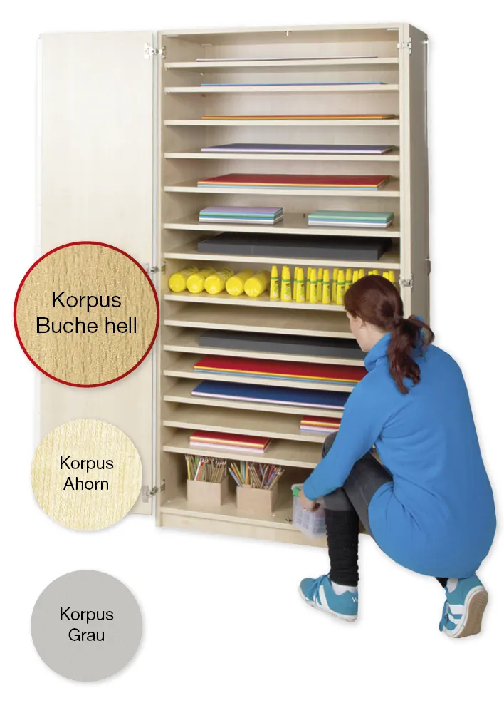 Material-Hochschrank M, Extratiefe, 15 Fachböden