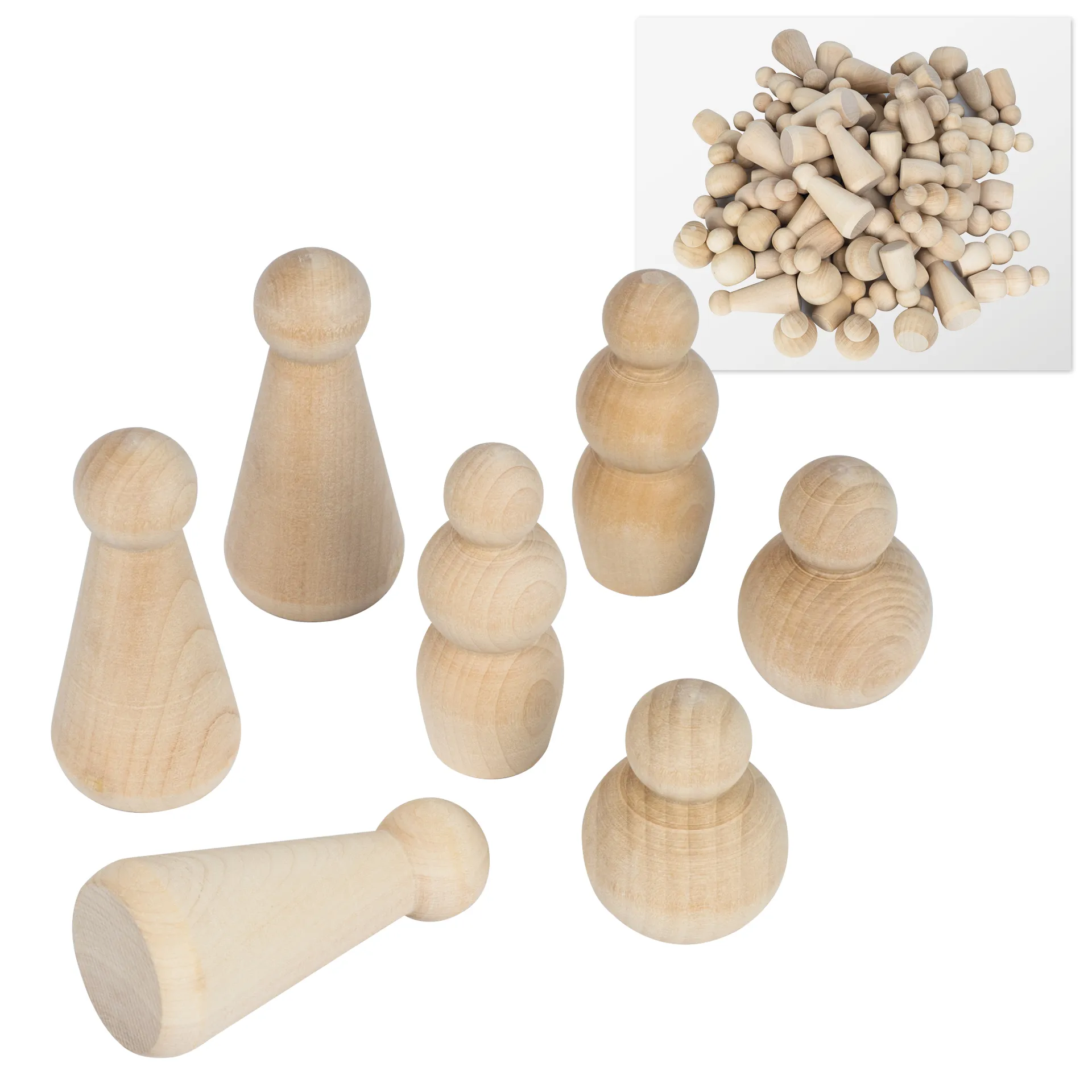 Holzfiguren "Körper" aus Holz, 90 Stück
