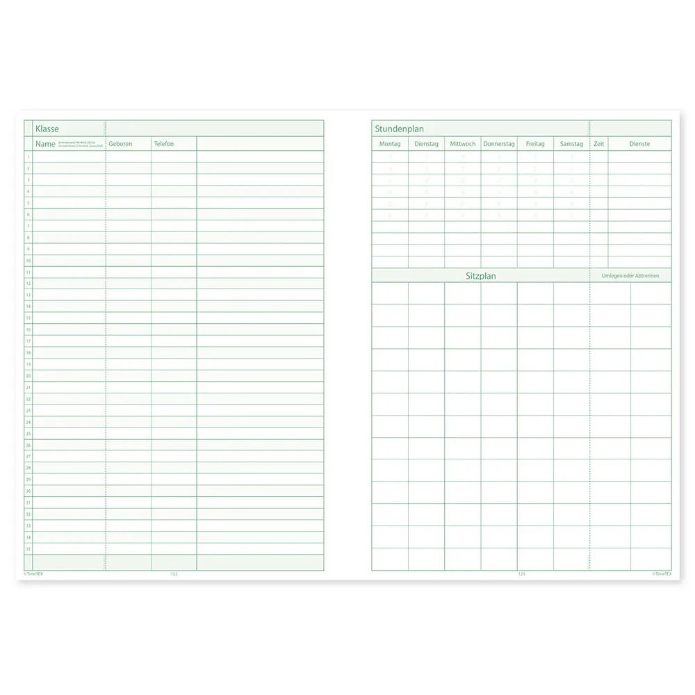 TimeTEX System-Schulplaner A4, grün 2026/2027