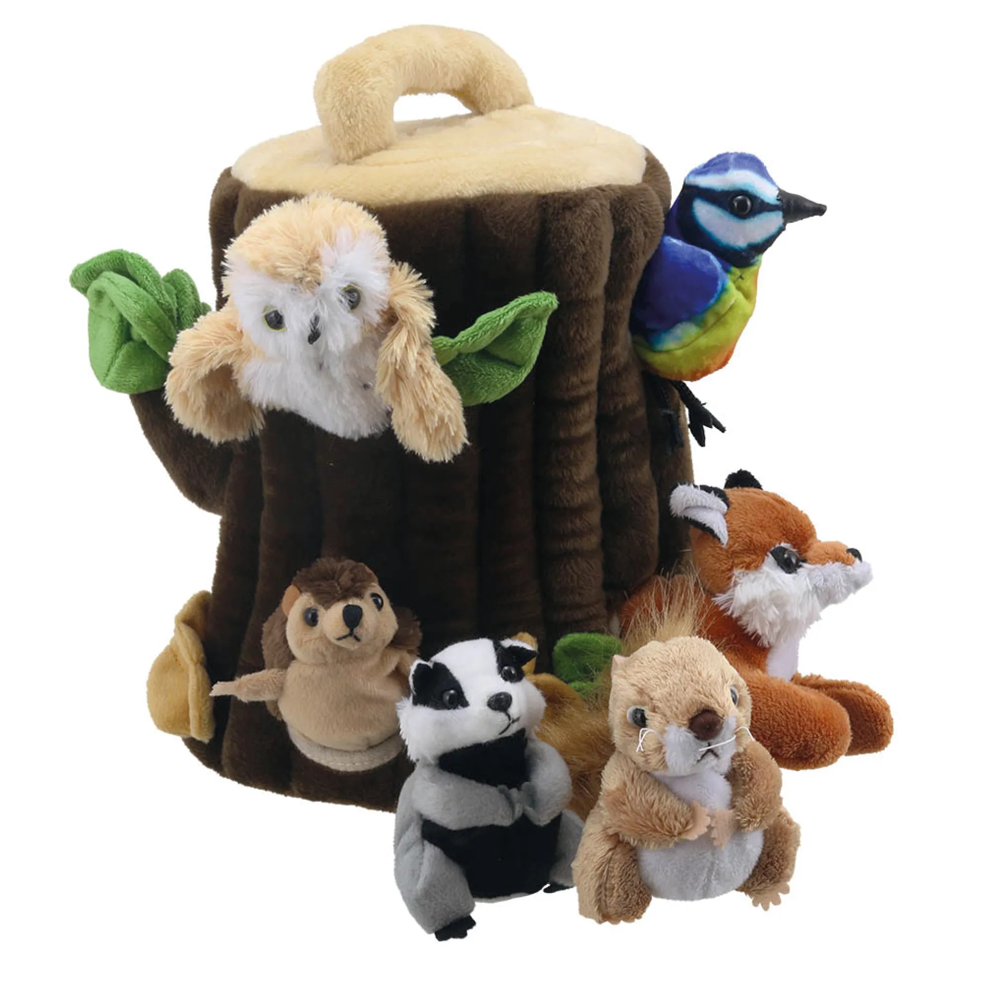 Baumstamm-Haus mit Fingerpuppen-Set, 7-tlg.