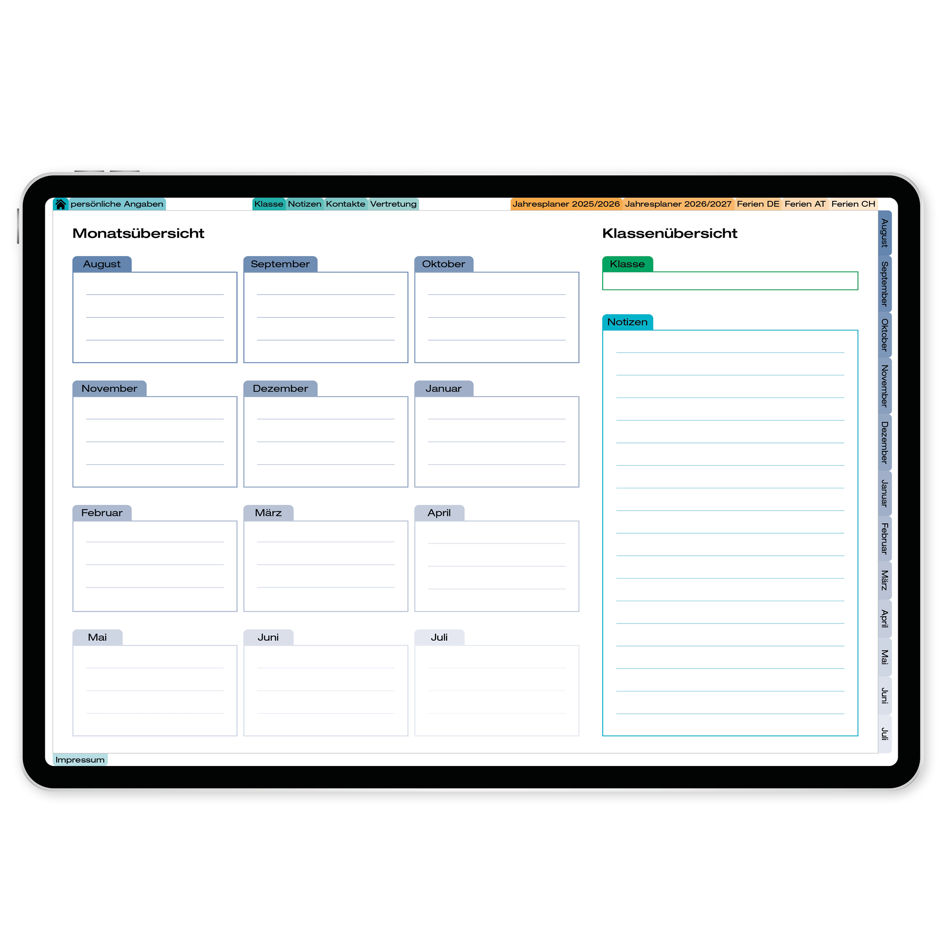TimeTEX Digitaler Kompakt-Lehrerkalender DigiPlan 2026/2027