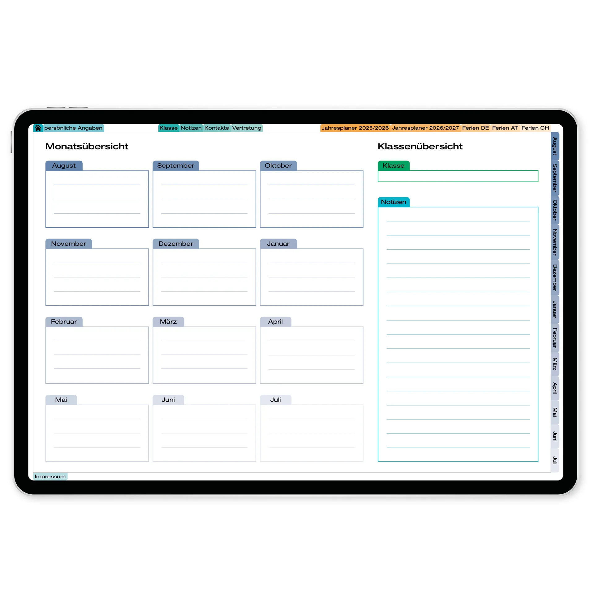 TimeTEX Digitaler Kompakt-Lehrerkalender DigiPlan 2026/2027