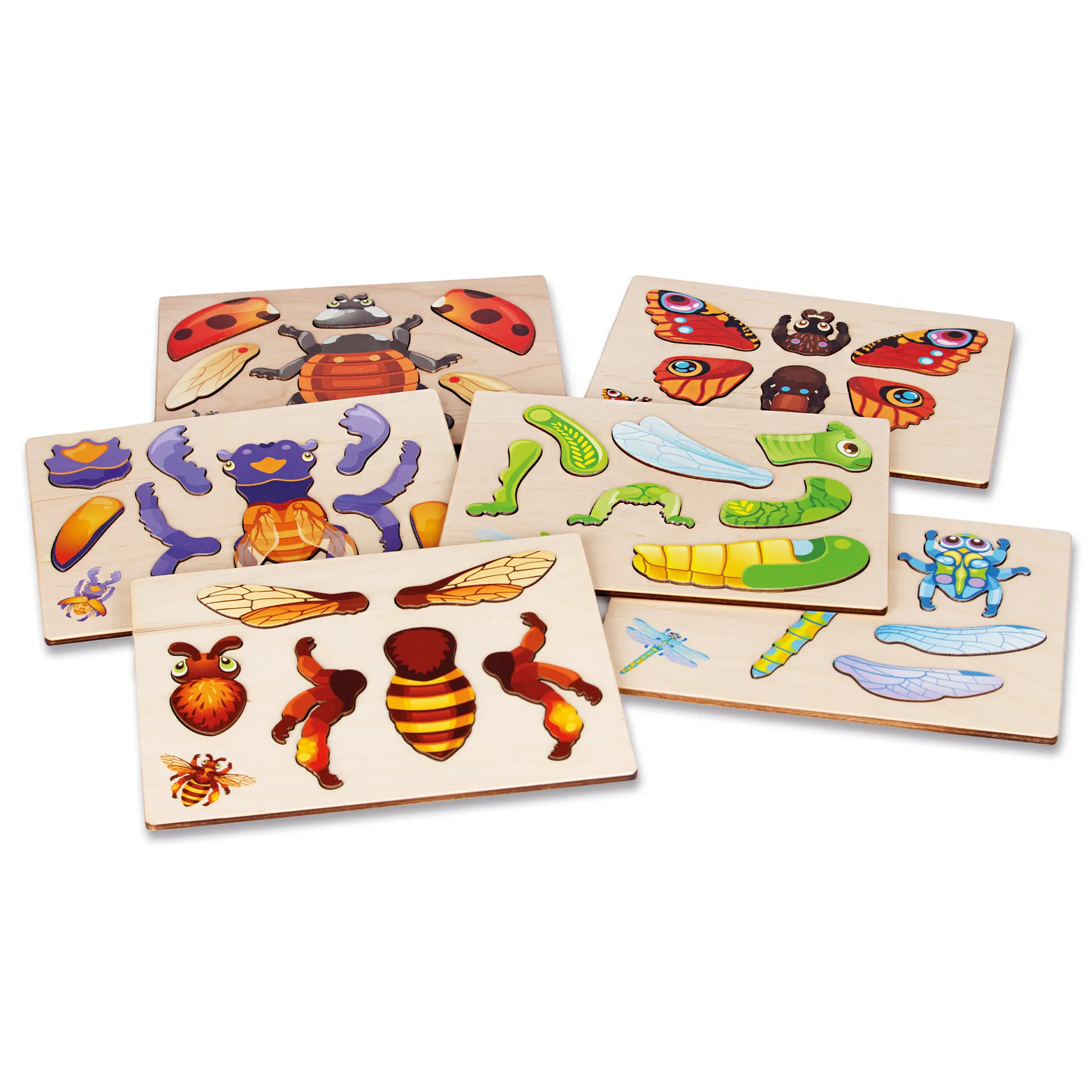Magnet-Puzzle "Insekten" aus Holz, 45-tlg.