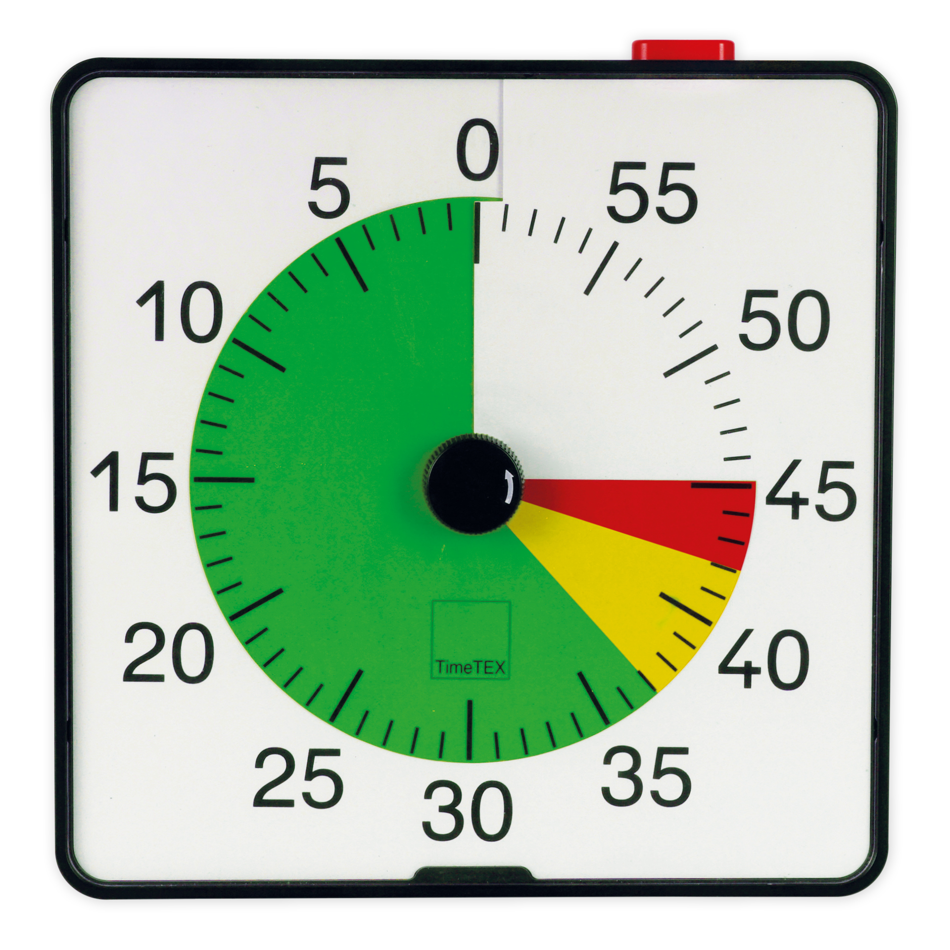TimeTEX - Temporizator "countdown" XL, 32x32 cm, cu disc în culorile semaforului și buton de pauză