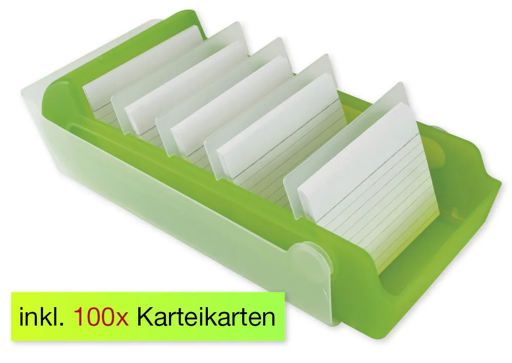 Lernbox A7, Kunststoff, mit 100 Karten liniert