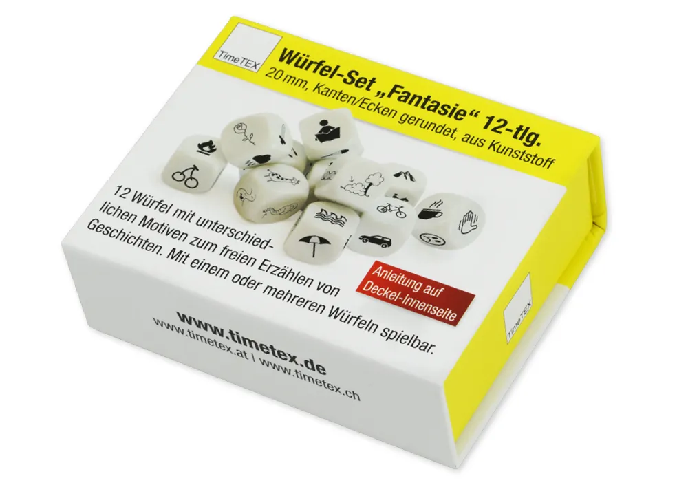 Würfel-Set Geschichten "Fantasie", 12-tlg., 20 mm in Box II./SO