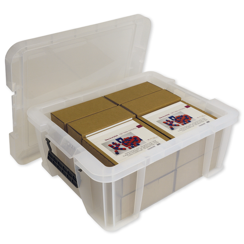 Klassensatz Rechen-Steckwürfel 2x2 cm, rot/blau, 8-tlg., in Stapel-Box