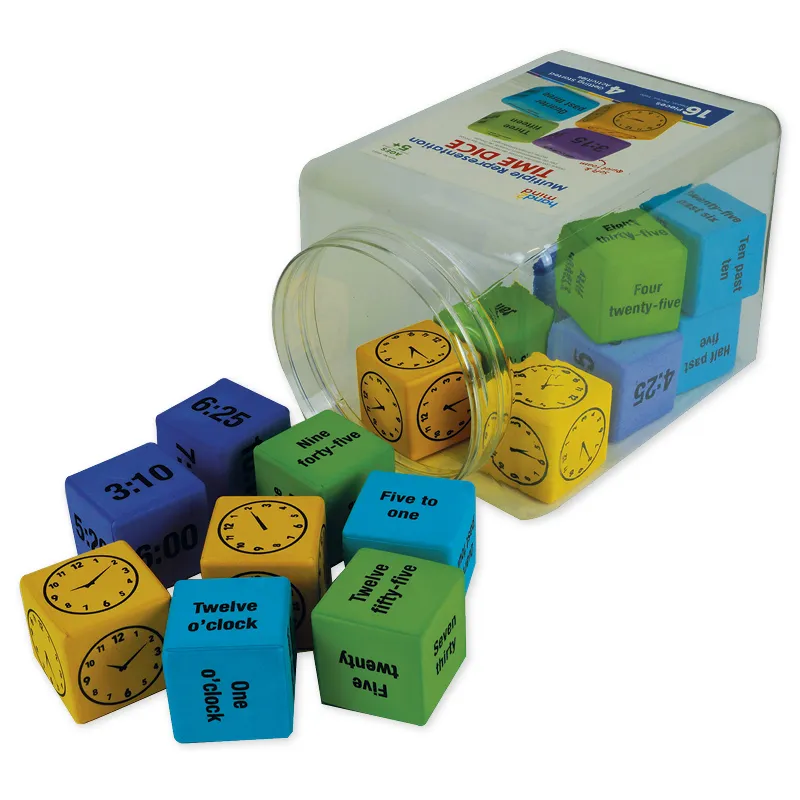 Set Flüster-Würfel "Uhrzeiten", 4,3 cm, 16-tlg.