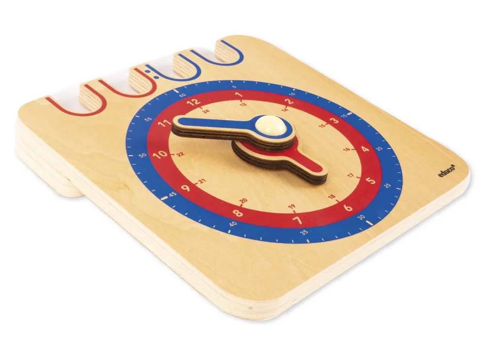 Schüler-Lern-Uhr 1-24 analog/digital, manuell, aus Holz