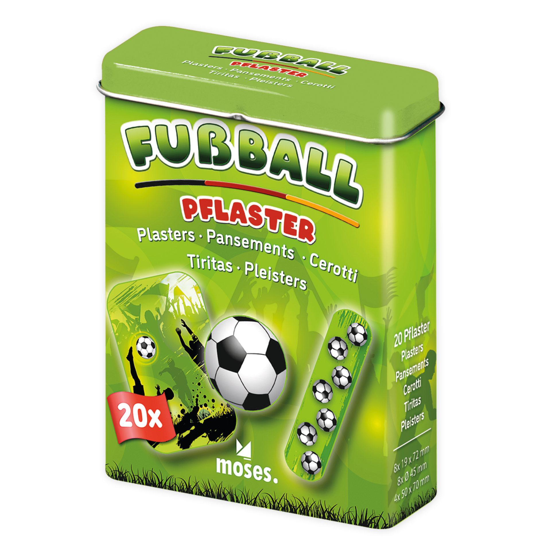 TimeTEX Pflaster "Fußball", 20 Stück in Metallbox