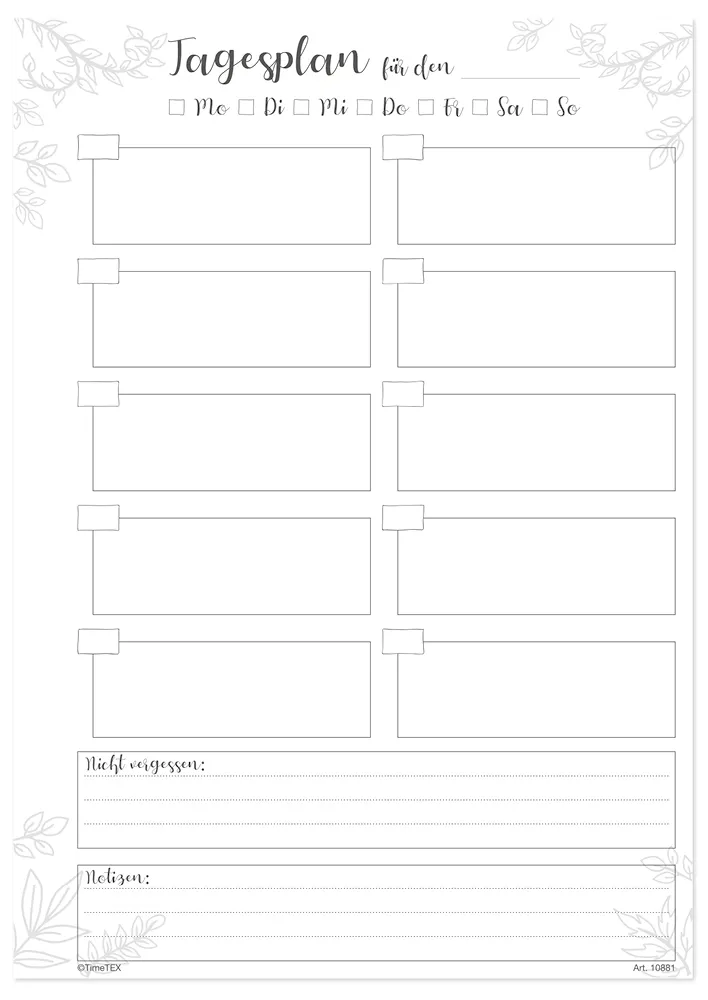 Block Tagesplan A4 "Mein Schultag", 50 Blatt
