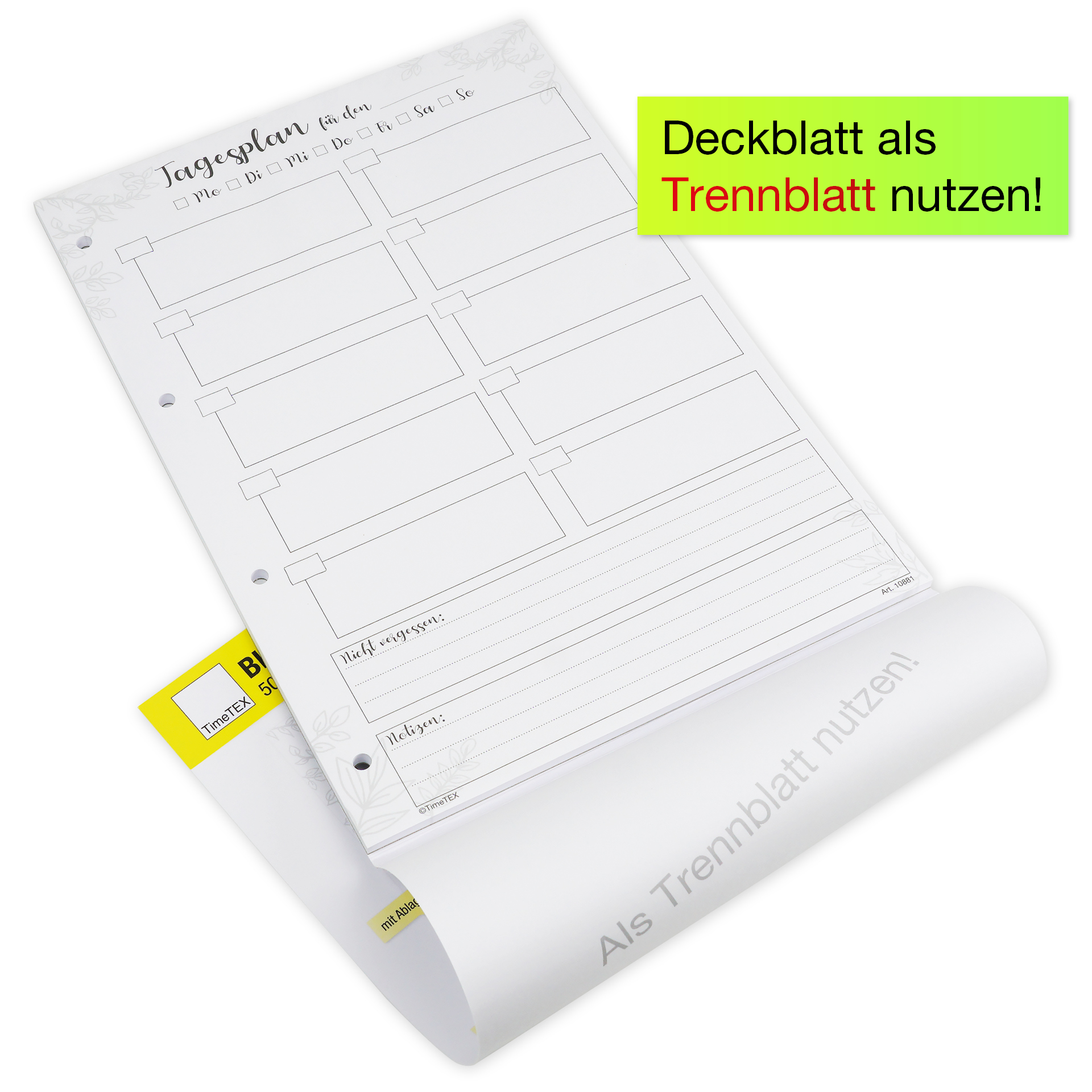 Block Tagesplan A4 „Mein Schultag“, 50 Blatt