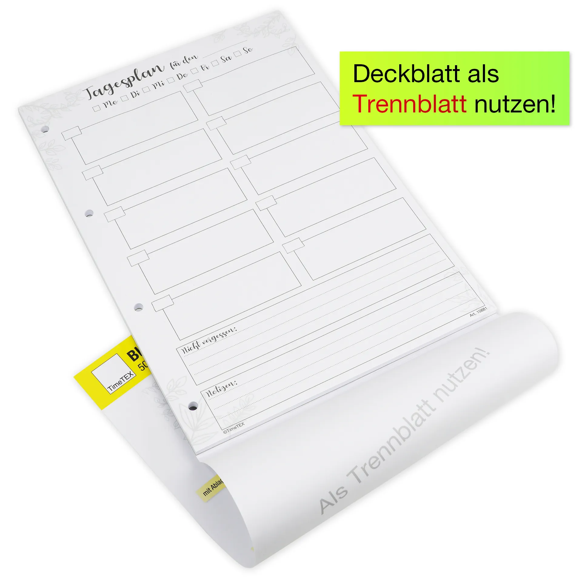 Block Tagesplan A4 „Mein Schultag“, 50 Blatt