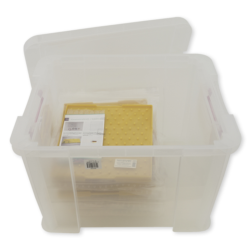 Set de classe avec 12 plaques géométriques multicolores à picots, double-face, 23 x 23 cm Set de classe avec 12 plaques géométriques multicolores à picots, double-face, 23 x 23 cm