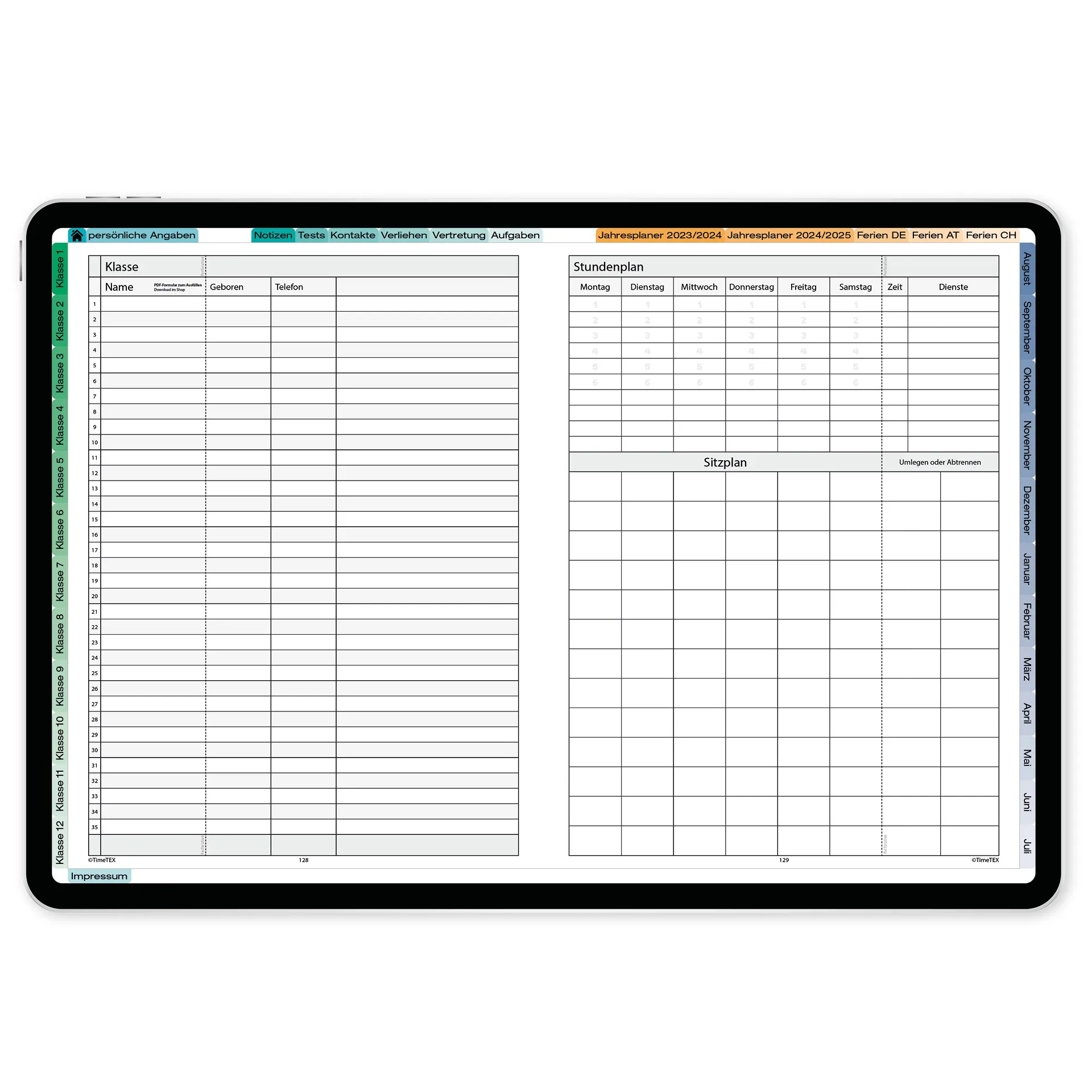 TimeTEX Digitaler Trend-Schulplaner DigiPlan 2026/2027, flamingo