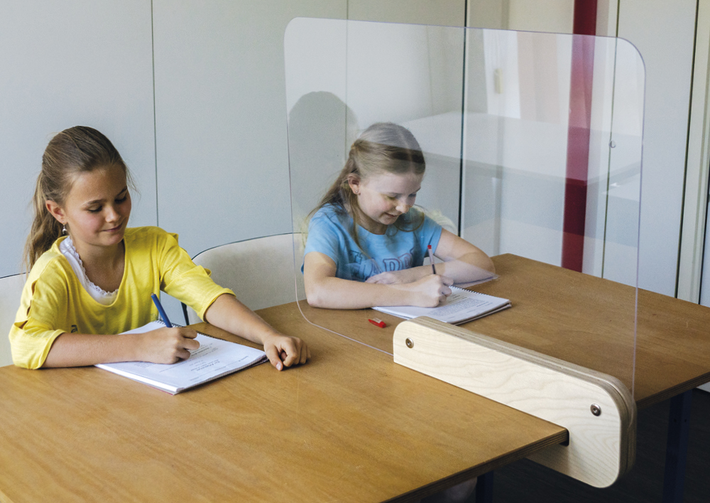 Hygiene-Schutzwand Flexaform für Tische, transparent