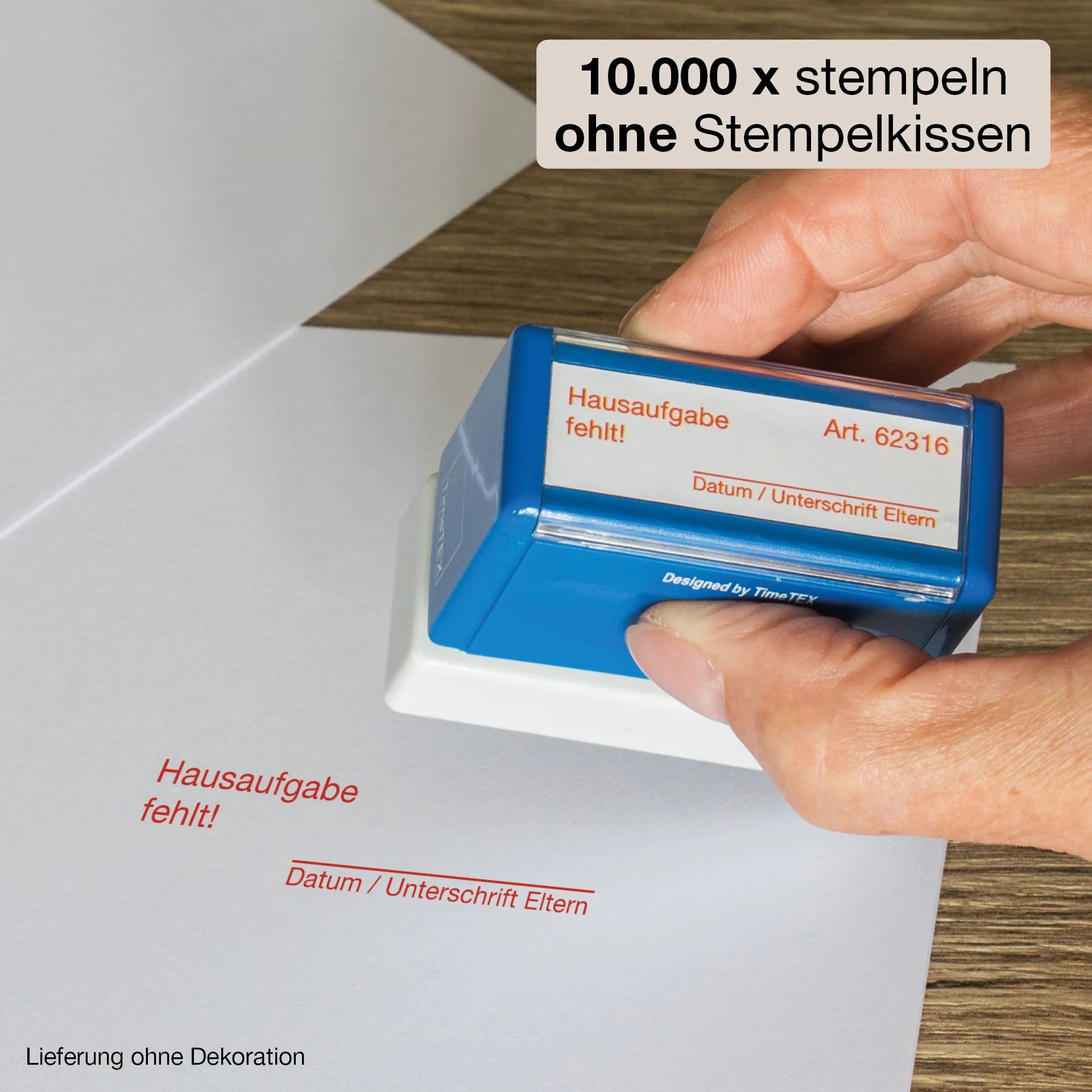 Siebdruck-Stempel "Perpetuum", "Hausaufgabe"