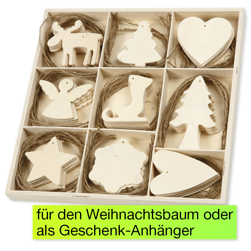 Weihnachtsbaum-Schmuck aus Holz, 72-tlg.