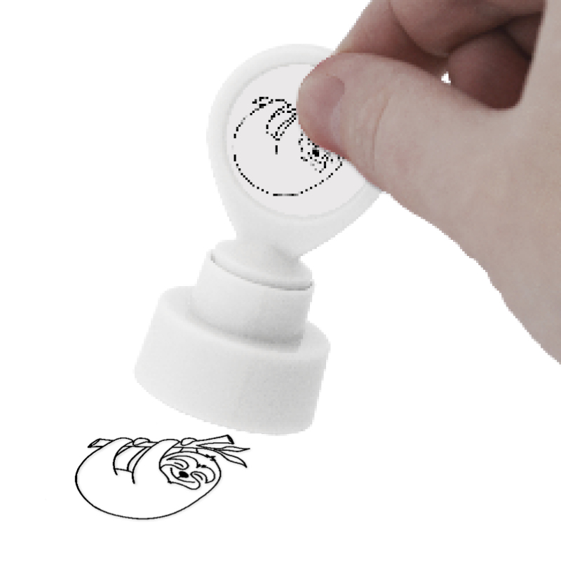 Siebdruck-Stempel "Perpetuum" rund "Faultier"