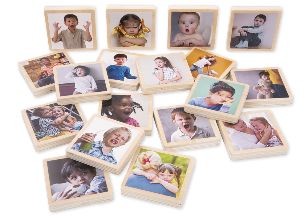 Holztäfelchen "Emotionen", 18-tlg.