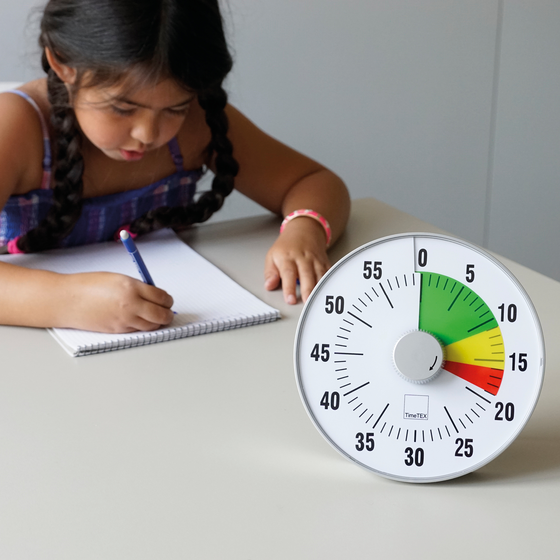 TimeTEX „Silent” timer L, 19 cm ø z tarczą sygnalizacji świetlnej