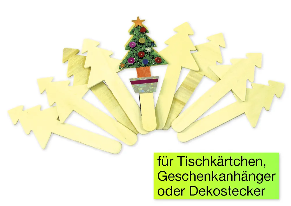 Weihnachtsbaum-Holzstecker, 10-tlg.
