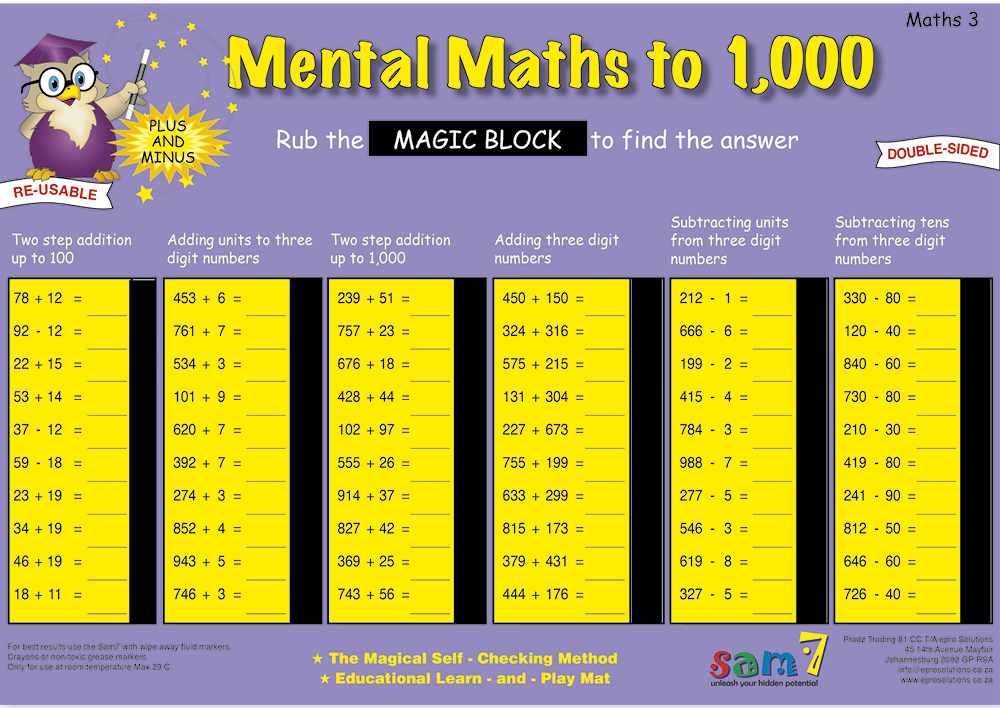 TimeTEX Zaubertafel "Mathematik" Englisch Zahlenraum bis 1000