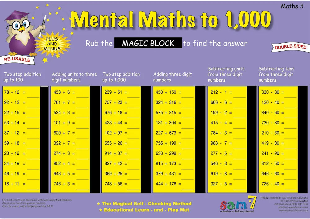 TimeTEX Zaubertafel "Mathematik" Englisch Zahlenraum bis 1000