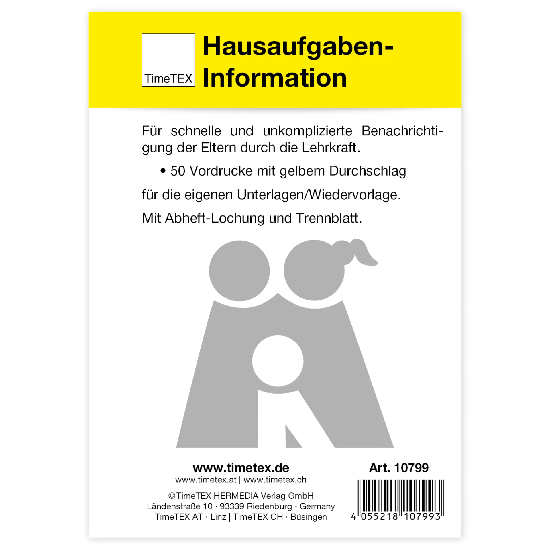 Block Hausaufgaben-Information A6, 50 Blatt mit Durchschlag