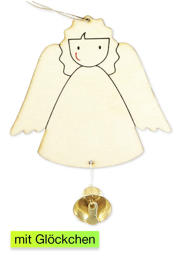 Holzanhänger "Lockiges Engelchen", 6 Stück