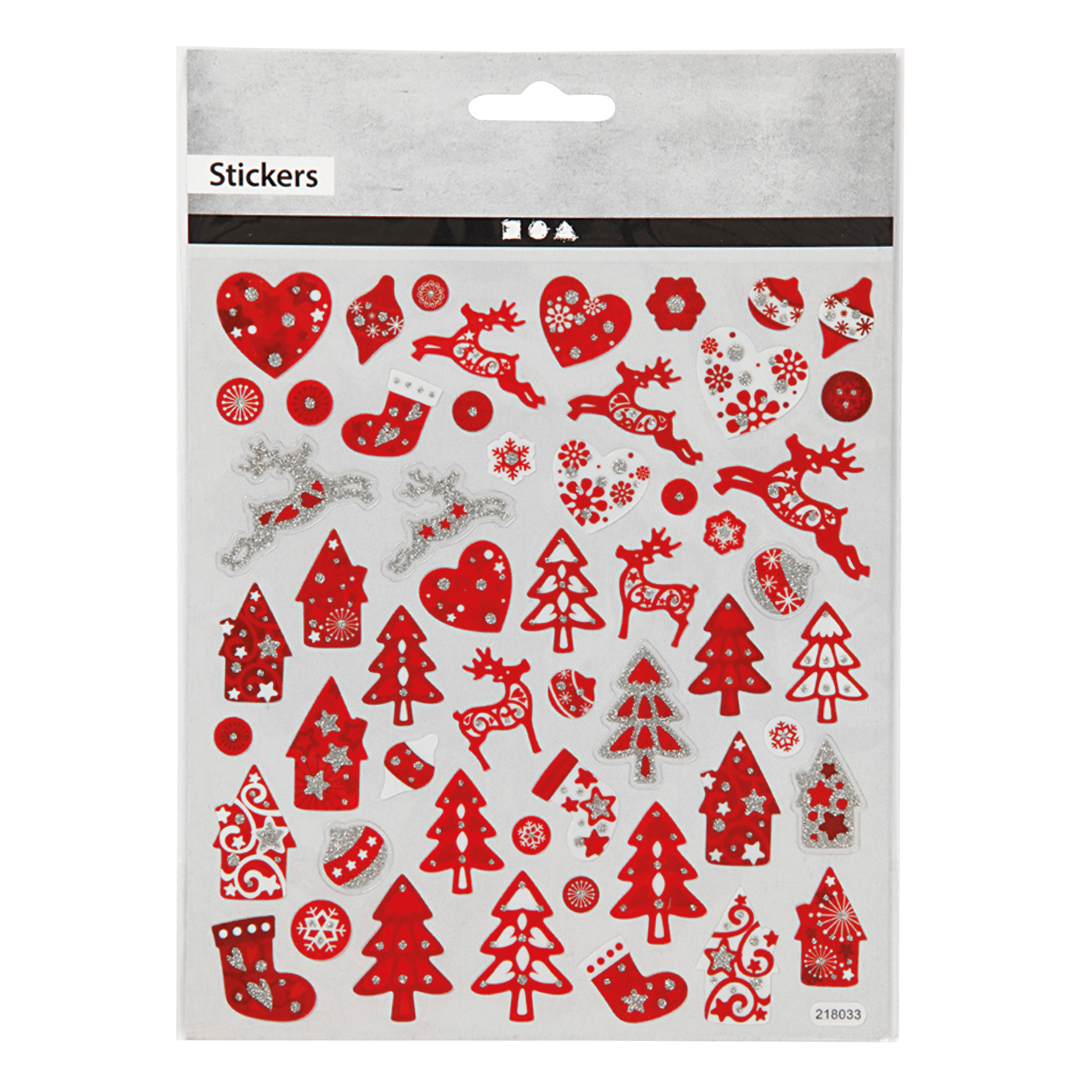 Aufkleber mit Glitzerdetails "Weihnachten", rot/weiss, ca. 54 Stück