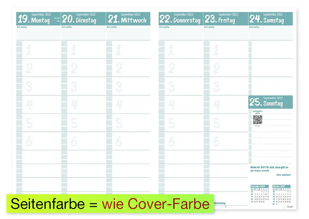 TimeTEX Design-Schulplaner A5-Plus 2026/2027, mint
