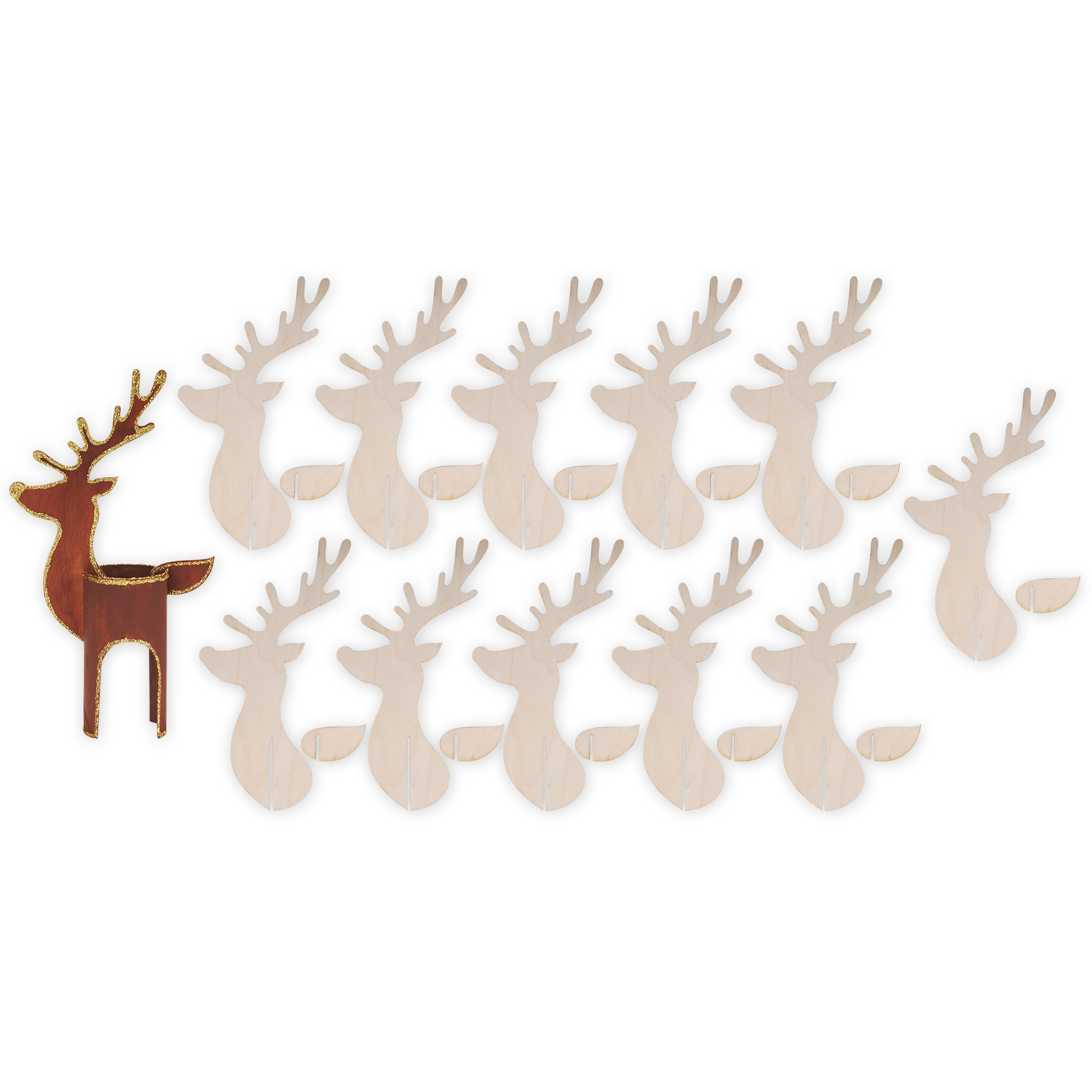 TimeTEX Rentiere Bastelset für Papprollen, 12 Stück, 24-tlg.