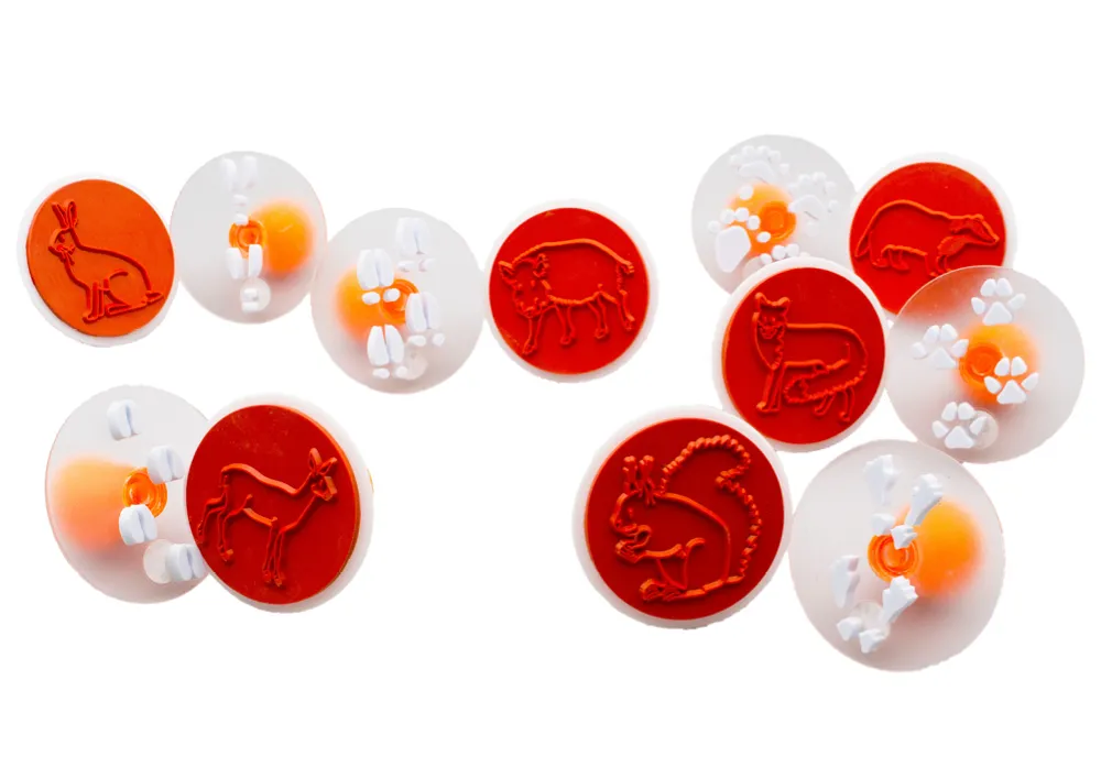 Stämpel "djurspår", 12 st.