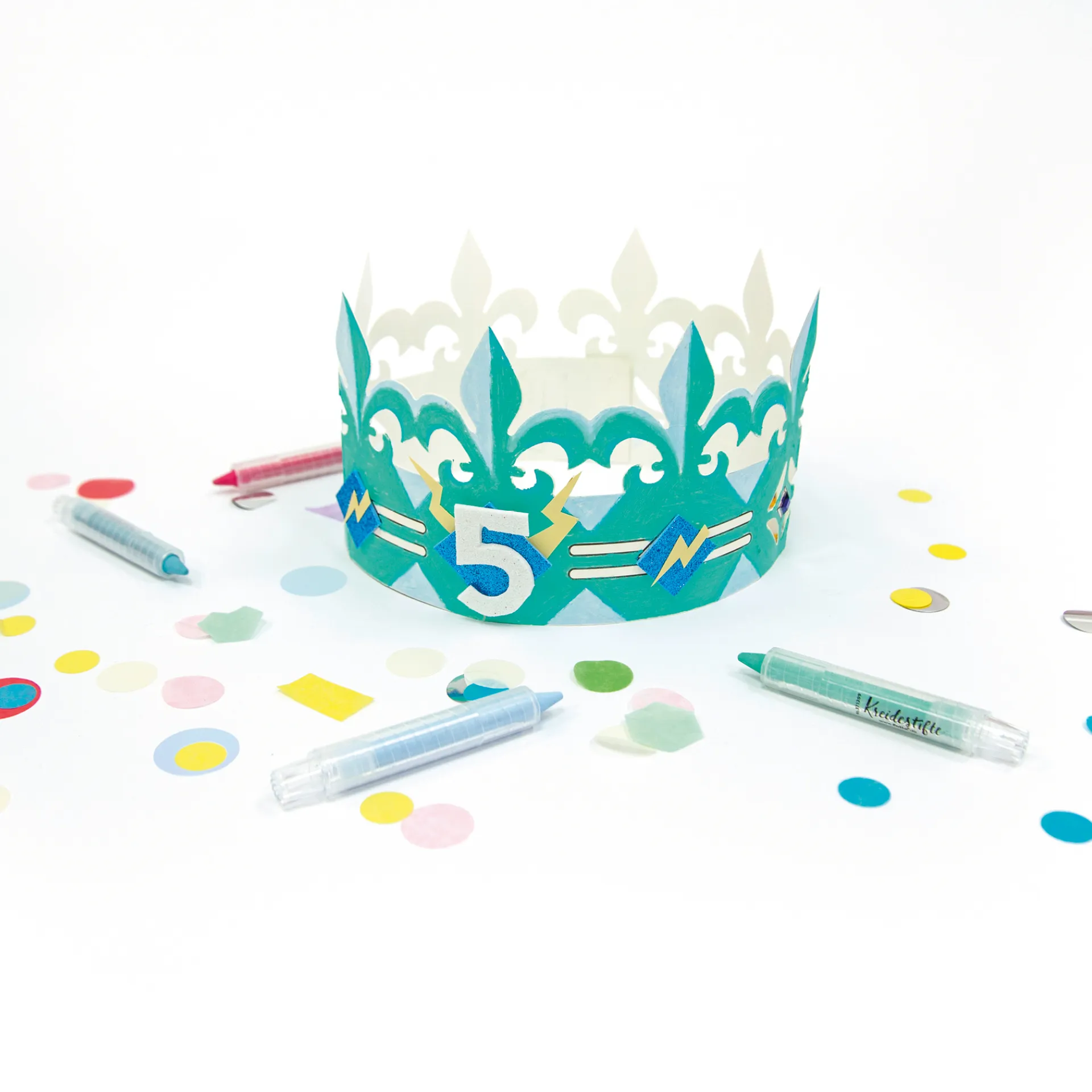 Kinderkronen aus Pappe, weiß, 6 Stück