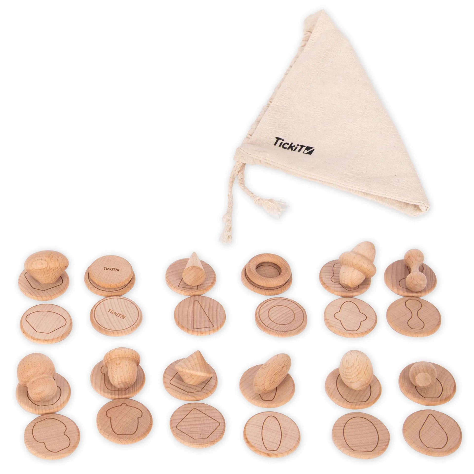 Tast- en rangschikspel "houten figuren schat", 37-delig