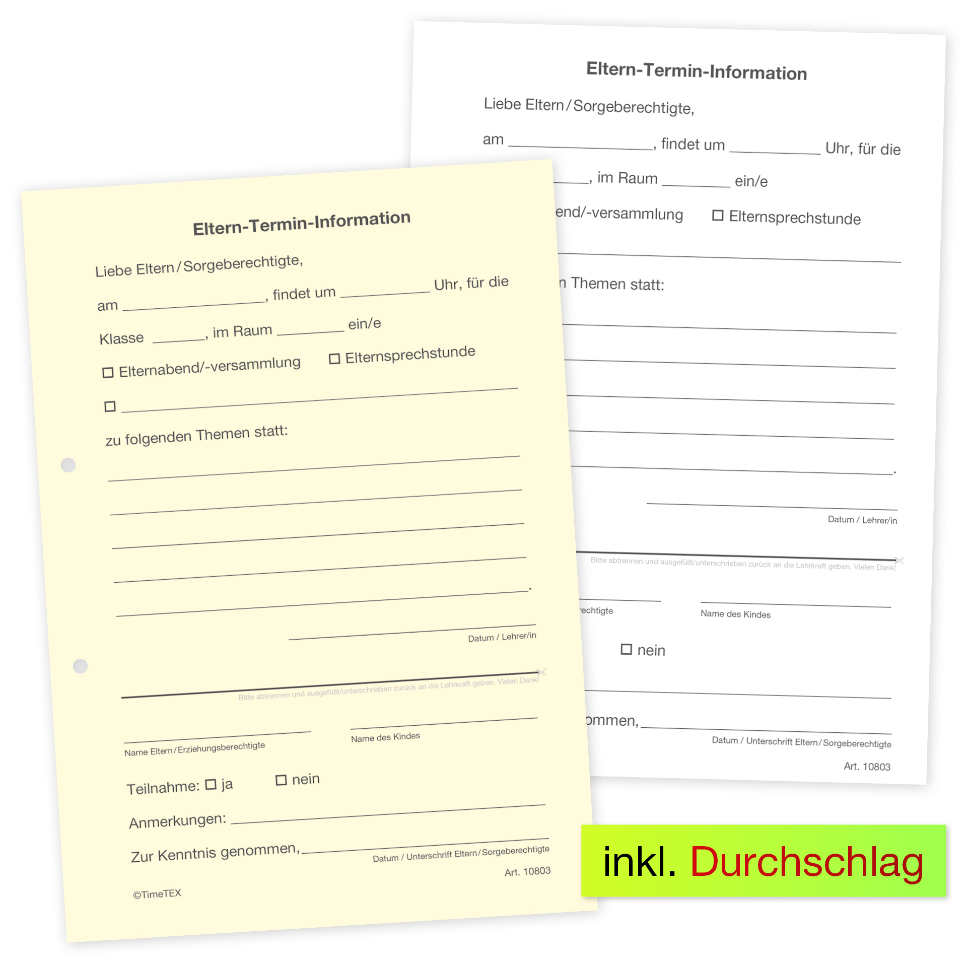 Block Eltern-Termin-Information A5, 50 Blatt mit Durchschlag