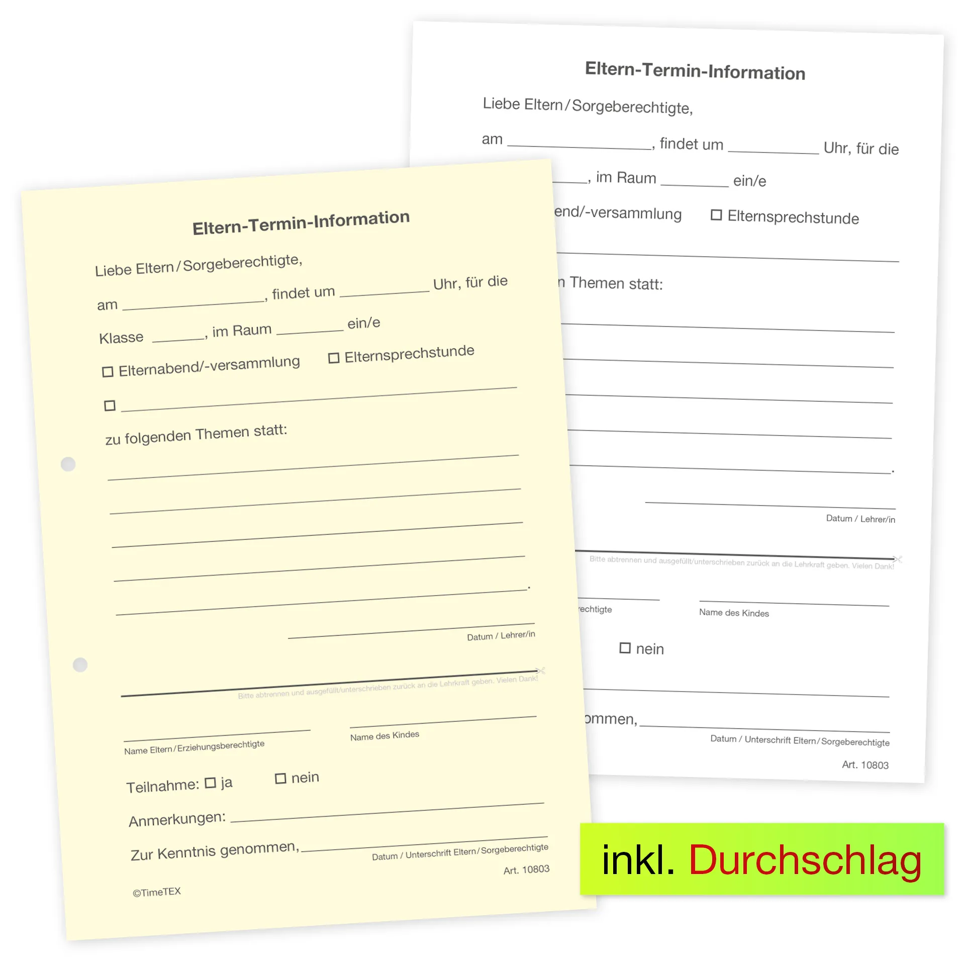Block Eltern-Termin-Information A5, 50 Blatt mit Durchschlag