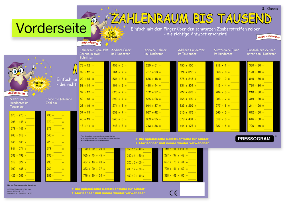 TimeTEX magiska bräda "Mathematics" nummerområde upp till 1000