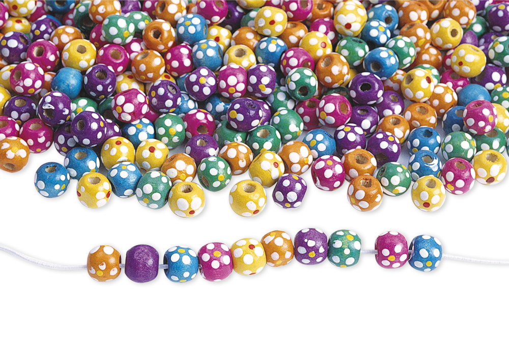 TimeTEX Holzperlen mit Blumenmuster, ca. 770 Stück