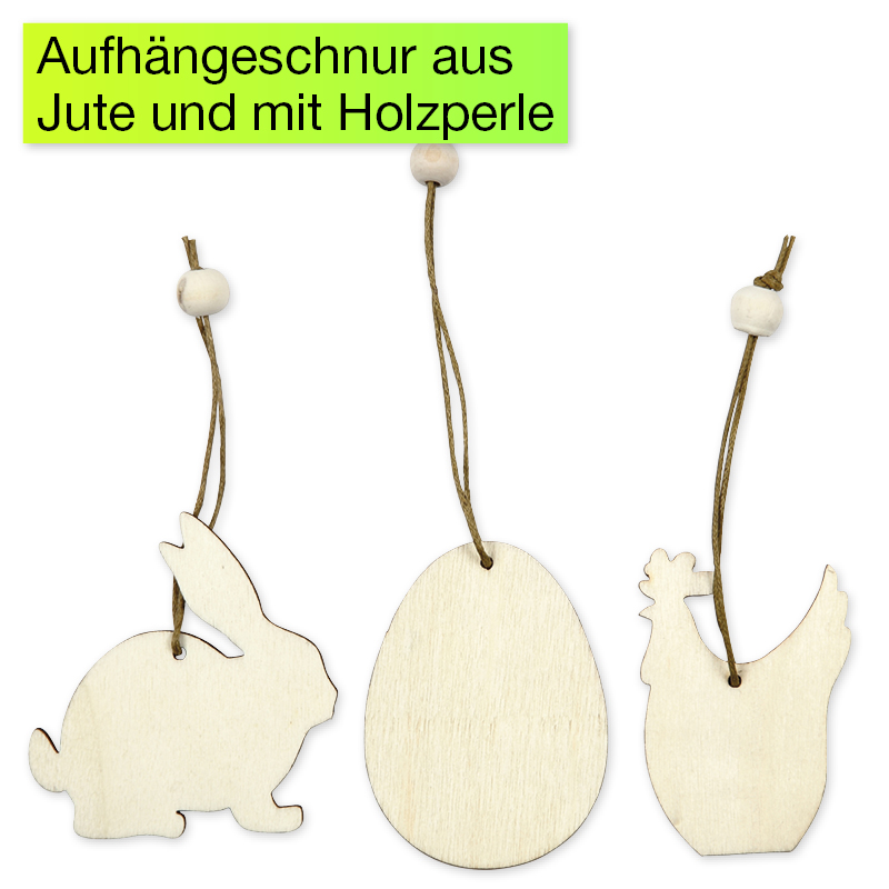 Osterschmuck aus Holz, 9-tlg.