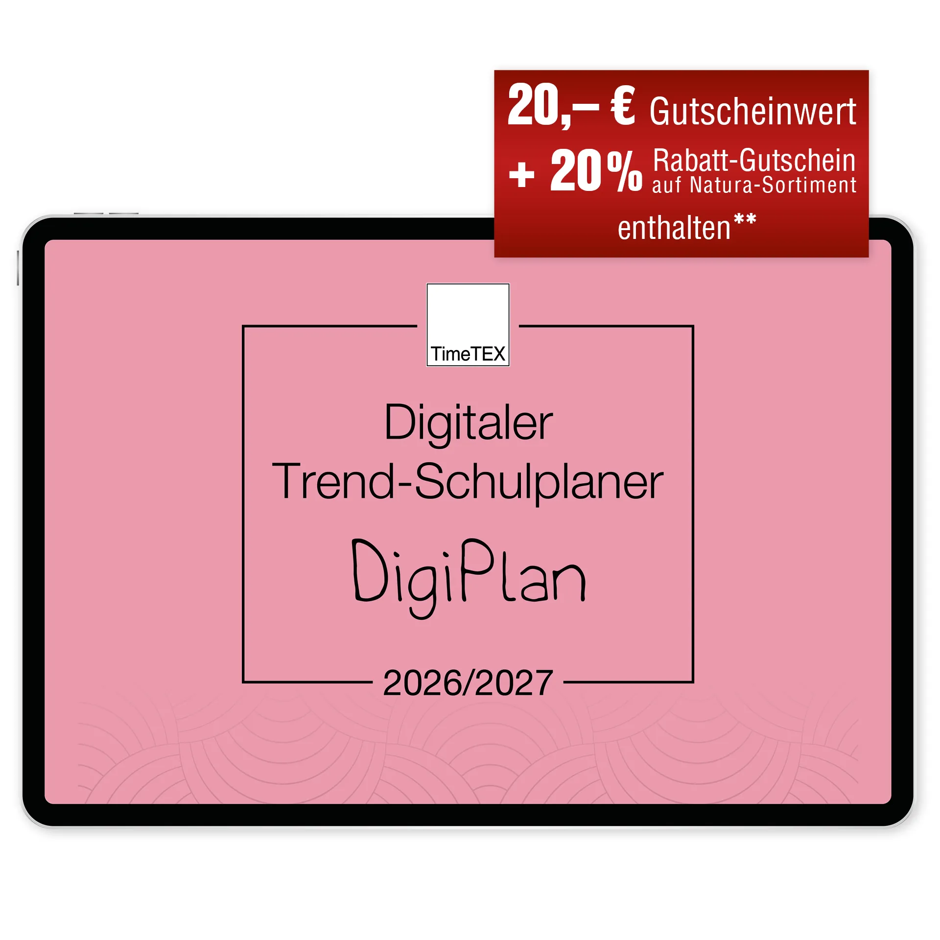 TimeTEX Digitaler Trend-Schulplaner DigiPlan 2026/2027, flamingo