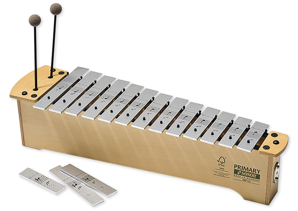 TimeTEX SONOR Sopran Metallophon, Sopran c2-a3 + fis2, b2, fis3, mit Notenaufdruck, SMP 1.1 DE Primary Serie