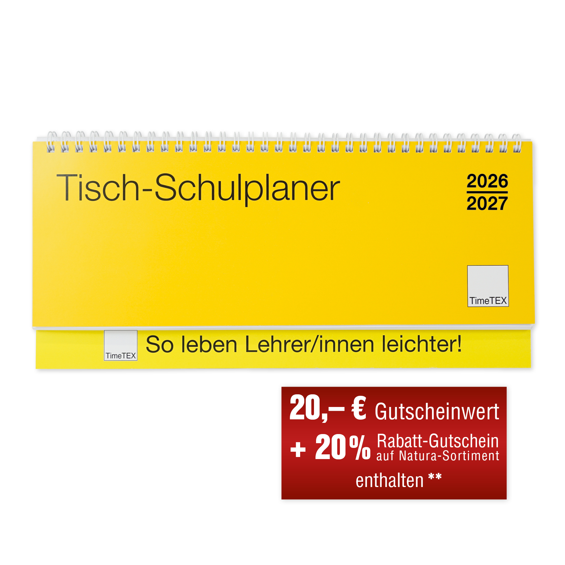 TimeTEX Tisch-Schulplaner 2026/2027, Querformat