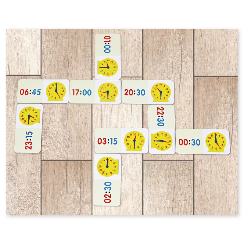 Tidsdomino 1-24 klocka, 36 st