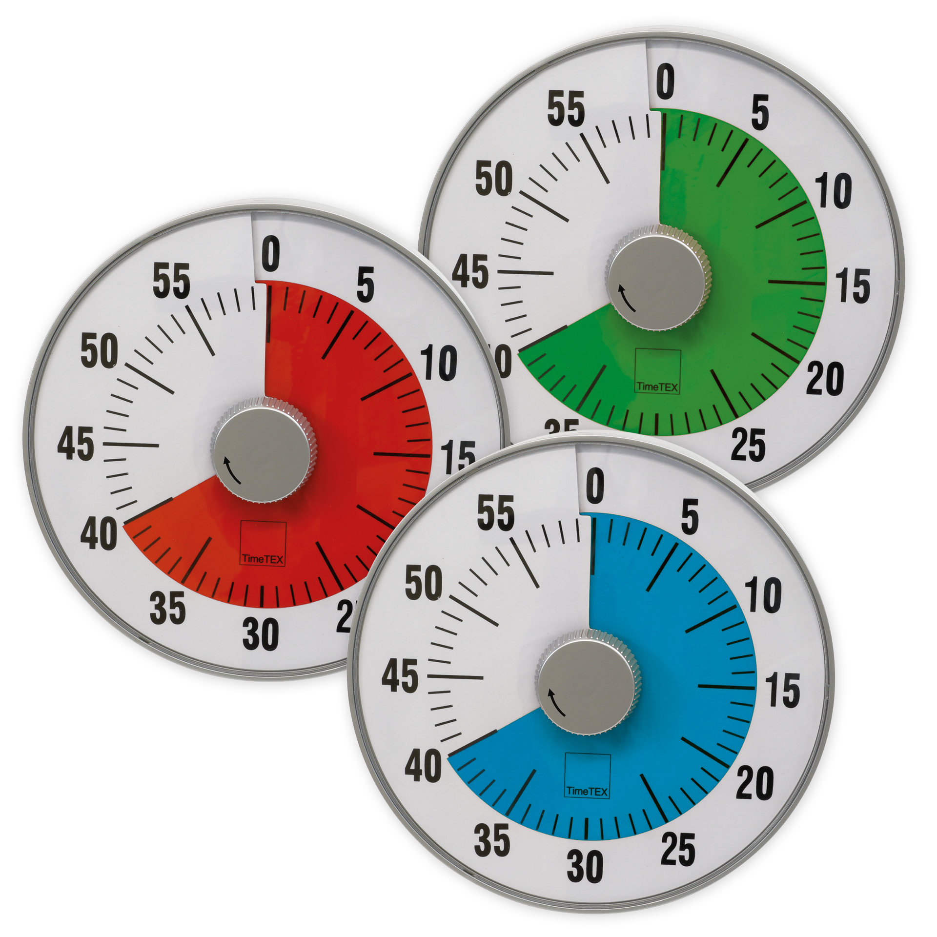 TimeTEX Zeitdauer-Uhr - Timer - Countdown-Uhr - Stoppuhr - Rücklaufuhr "lautlos" L, 19 cm ø