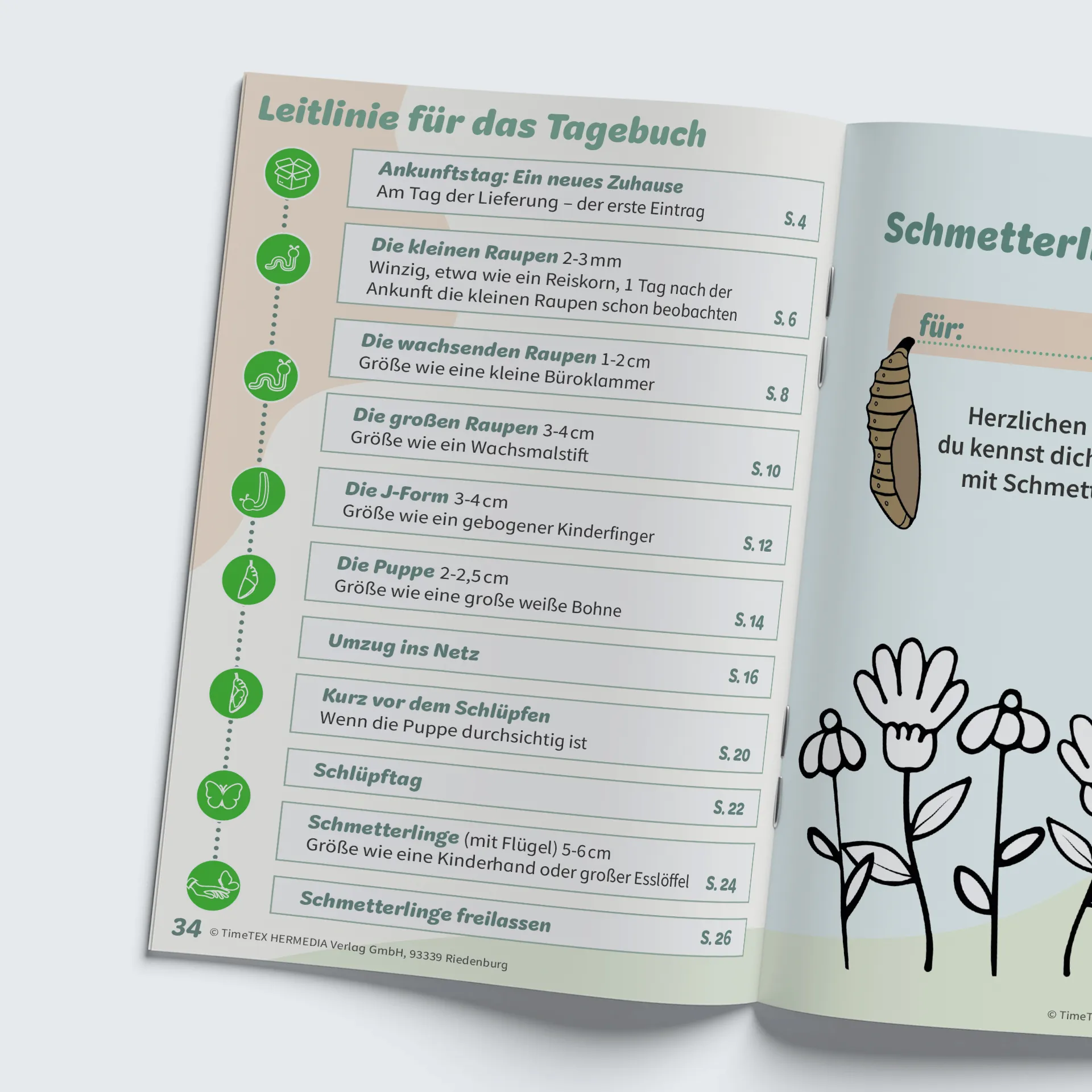 Hagemann Schmetterlings-Tagebuch A5, 36 Seiten