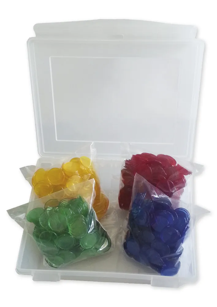 Plastbitar, genomskinliga, 1000 bitar i en låda